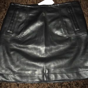 black leather mini skirt